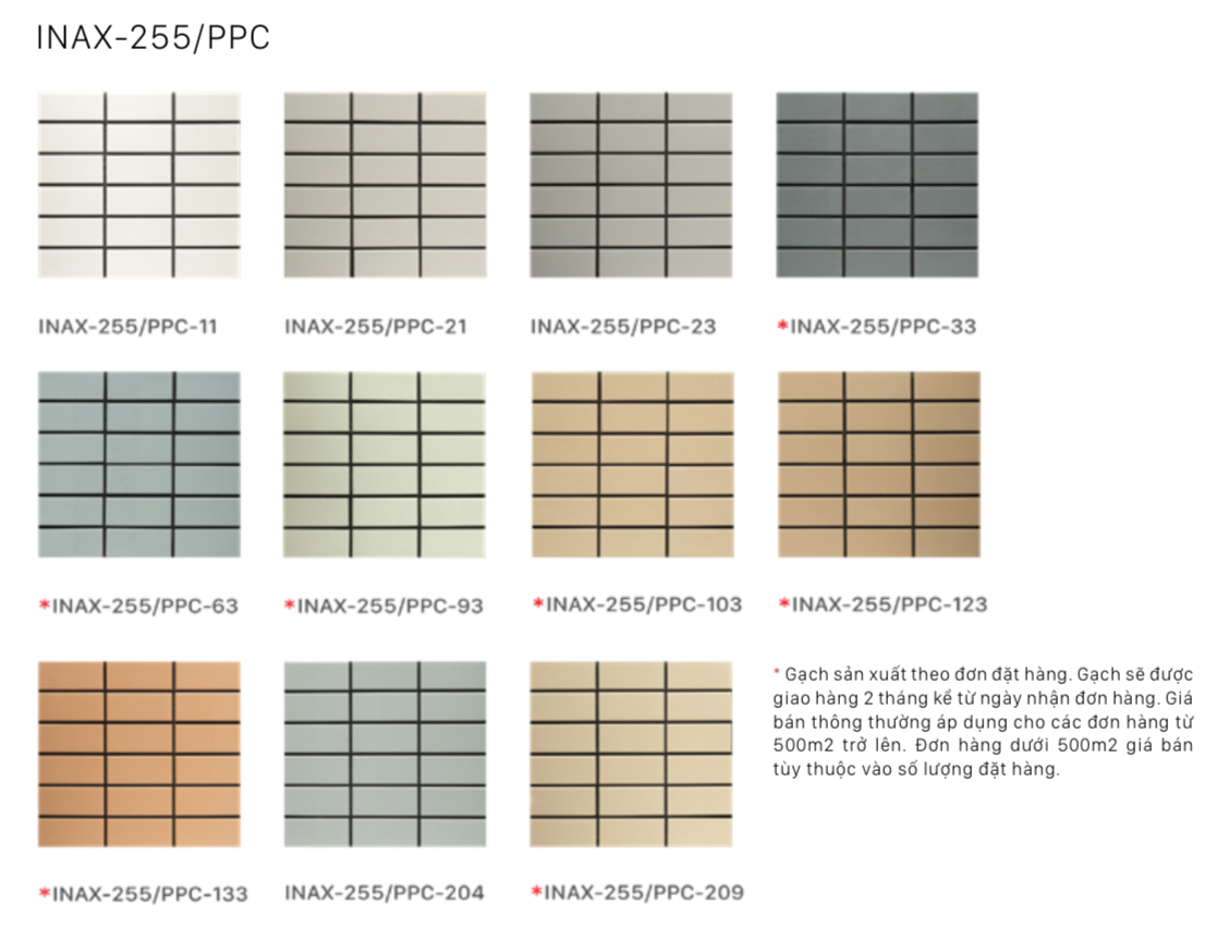 Bảng màu PASTEL PLAIN COLOR INAX-255/PPC