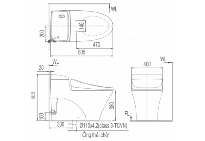 Bồn cầu 1 khối INAX AC-1008VRN